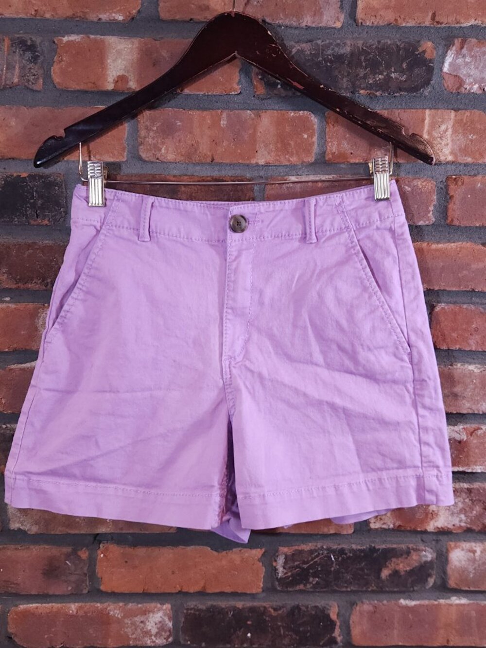 LOFT High Rise Washed Twill Flat Front 3.5" Chino Shorts in Purple Women's 0 - Picture 2 of 6